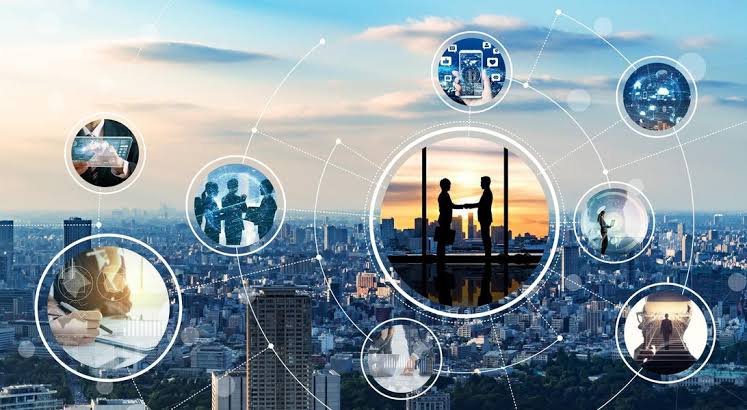 Multiple industries connected through business communication