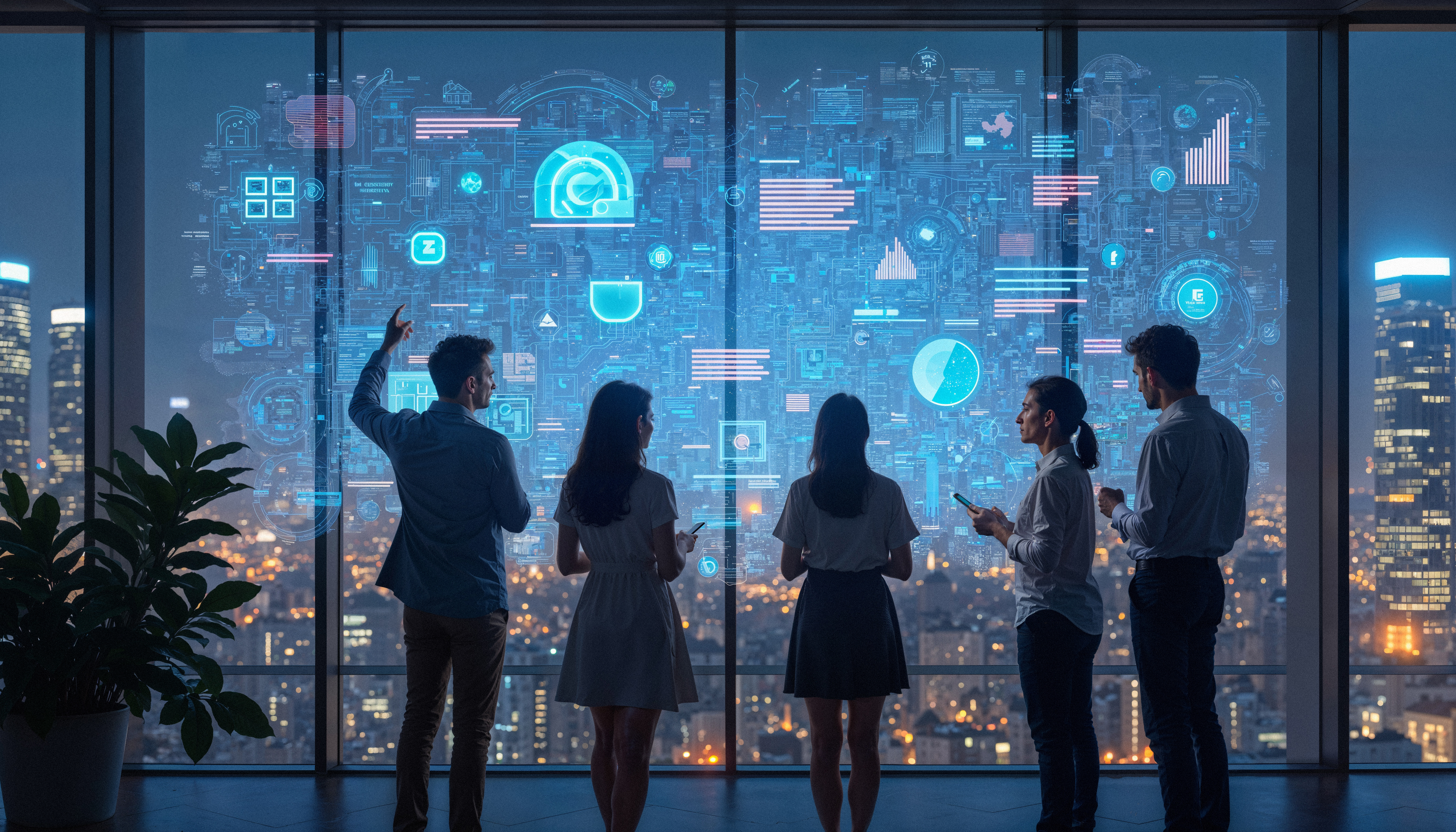Connected customers and teams collaborating through modern communication